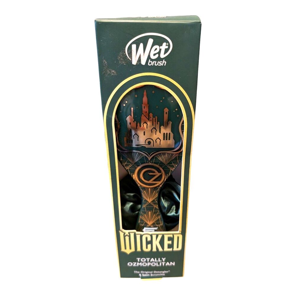 Wet Brush WICKED "Totally Ozmopolitan" Detangler Brush and Scrunchie Green New
